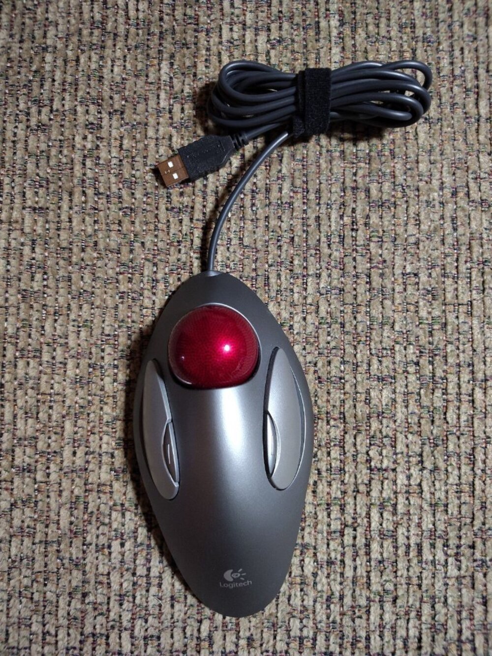 Logitech T-BC21 Marble Desktop Mouse Trackman USB Plug And Play Dark Gray used